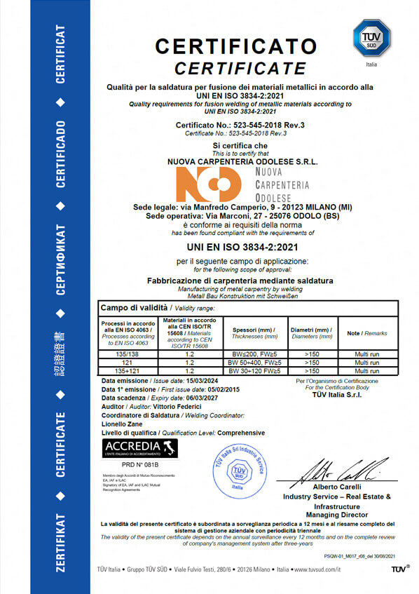 certificate UNI EN ISO 3834-2:2006